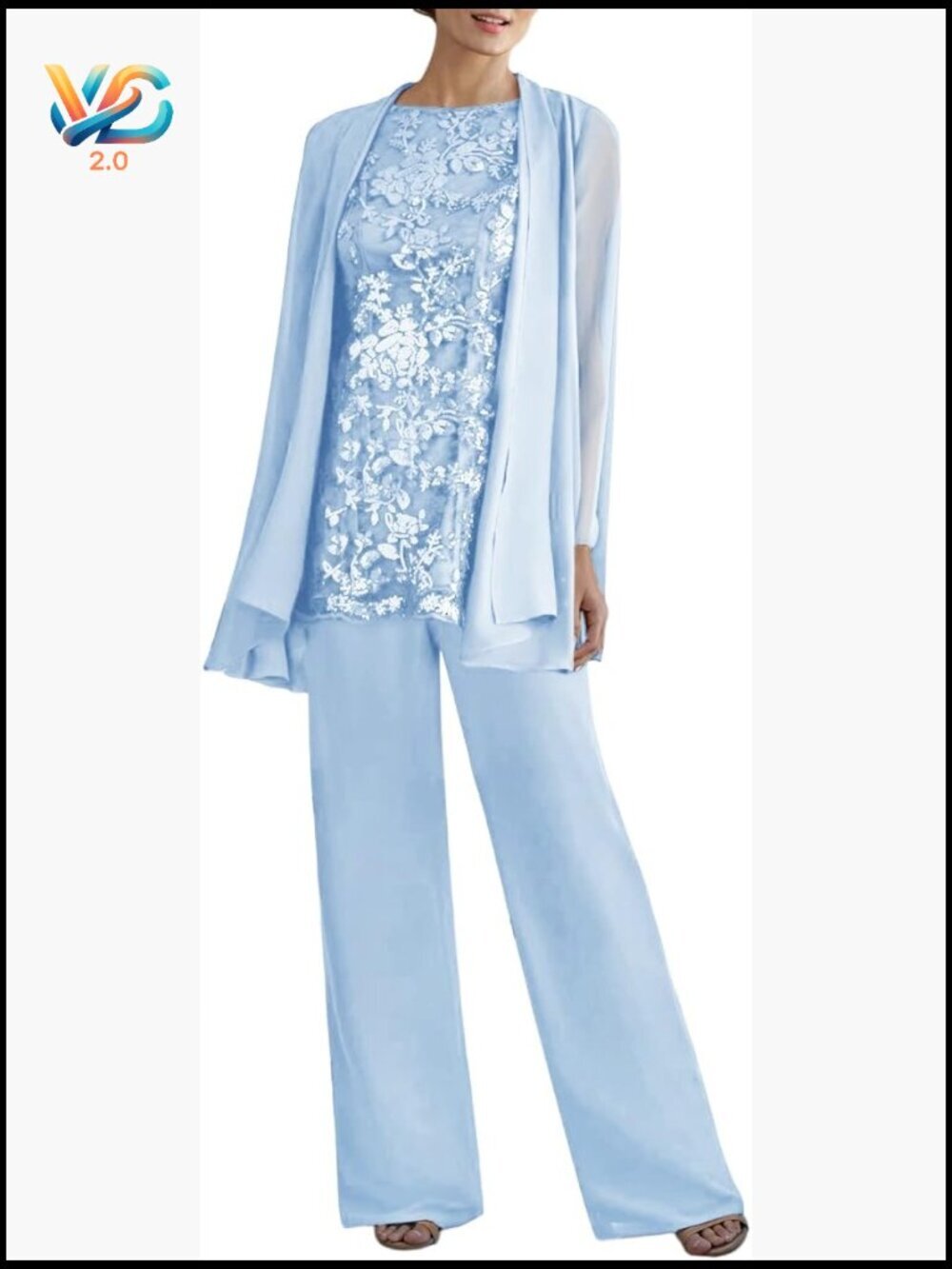 3 Piece Lace Pants Suit Mother of Bride Dressy Wedding Formal Outfit Set